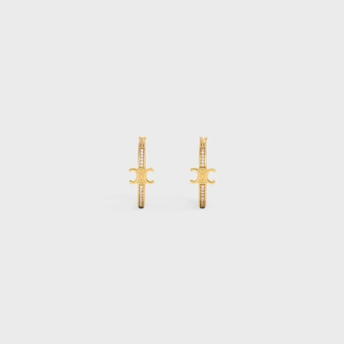 Triomphe Sparkle Hoops i strass och mässing med guldfinish