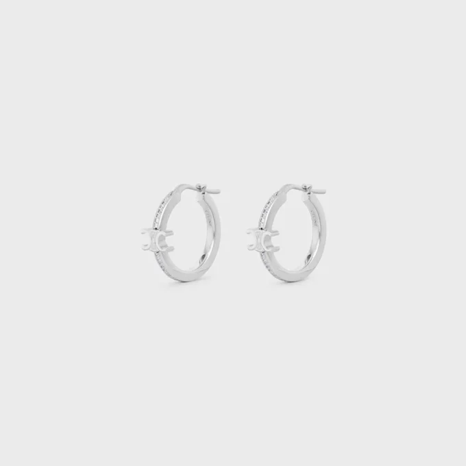 Triomphe Sparkle Hoops i strass och mässing med rodiumfinish Triomphe Sparkle Hoops i strass och mässing med rodiumfinish