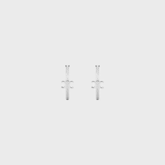 Triomphe Sparkle Hoops i strass och mässing med rodiumfinish Triomphe Sparkle Hoops i strass och mässing med rodiumfinish