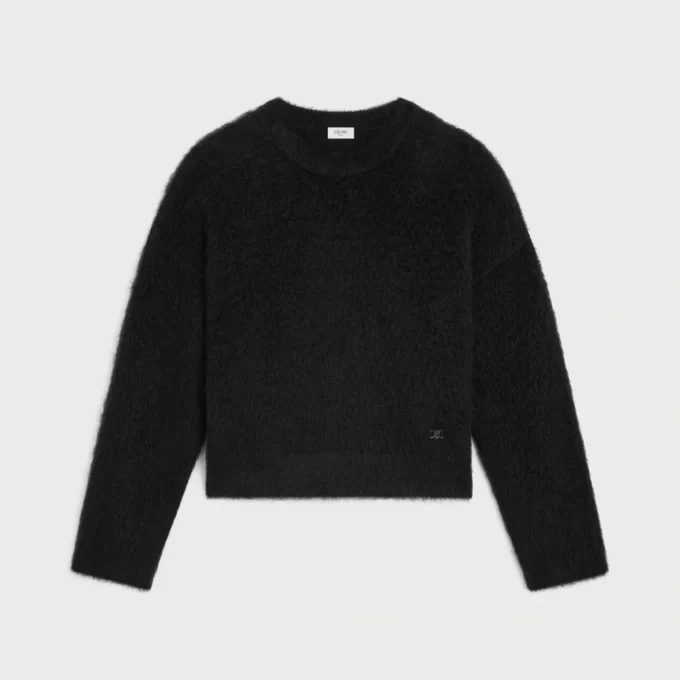 Tröja med rund hals i borstad mohair Tröja med rund hals i borstad mohair