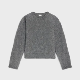 Tröja med rund hals i borstad mohair