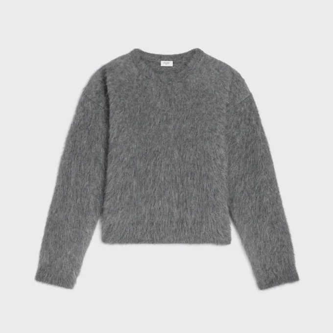 Tröja med rund hals i borstad mohair Tröja med rund hals i borstad mohair