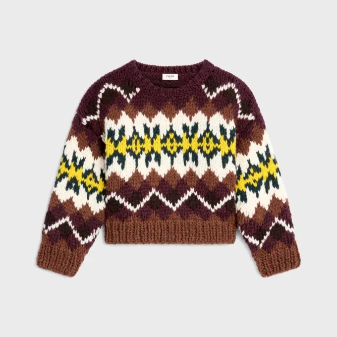 Tröja med rund hals i Fair Isle-ull Tröja med rund hals i Fair Isle-ull