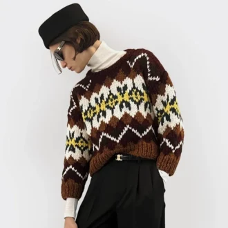 Tröja med rund hals i Fair Isle-ull