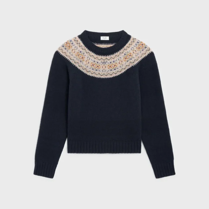 Tröja med rund hals i Triomphe Fair Isle-ull Tröja med rund hals i Triomphe Fair Isle-ull