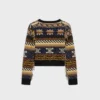 V-ringad tröja i jacquardkashmir