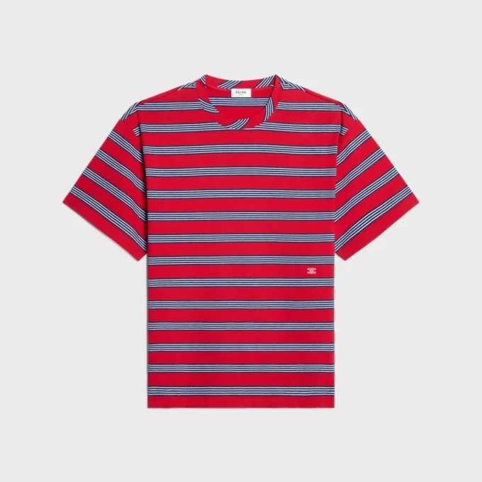 Vanlig T-shirt i randig bomullsjersey
